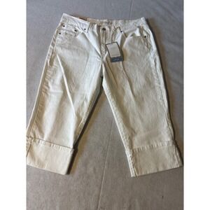 Levi's 515 Capri Jeans Women sz 16 White New Mid Rise Cuffed Cropped Denim Pants